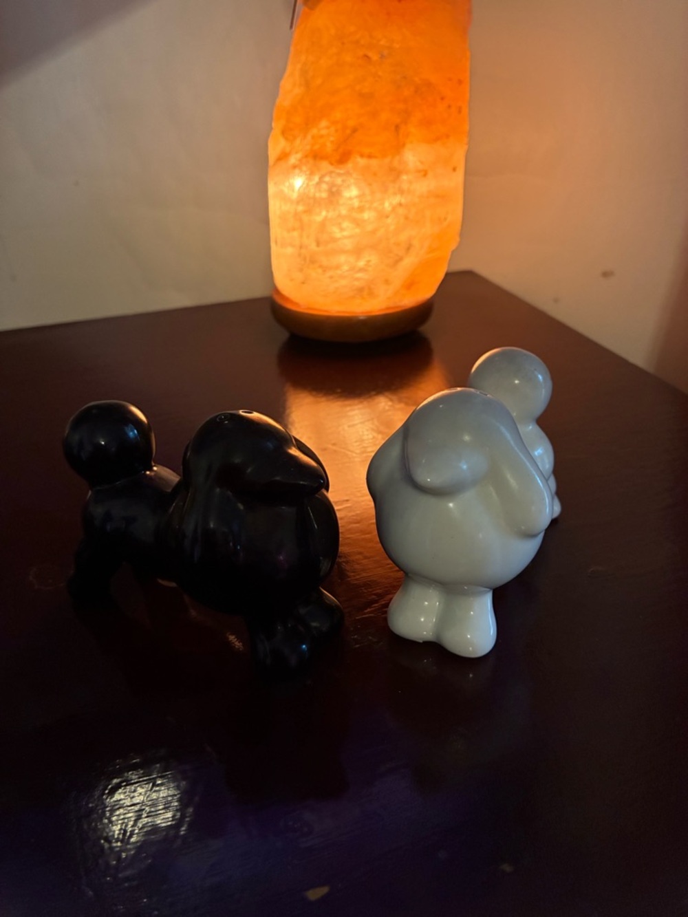 Ceramic Poodle Pair Salt & Pepper Shakers - Black and White